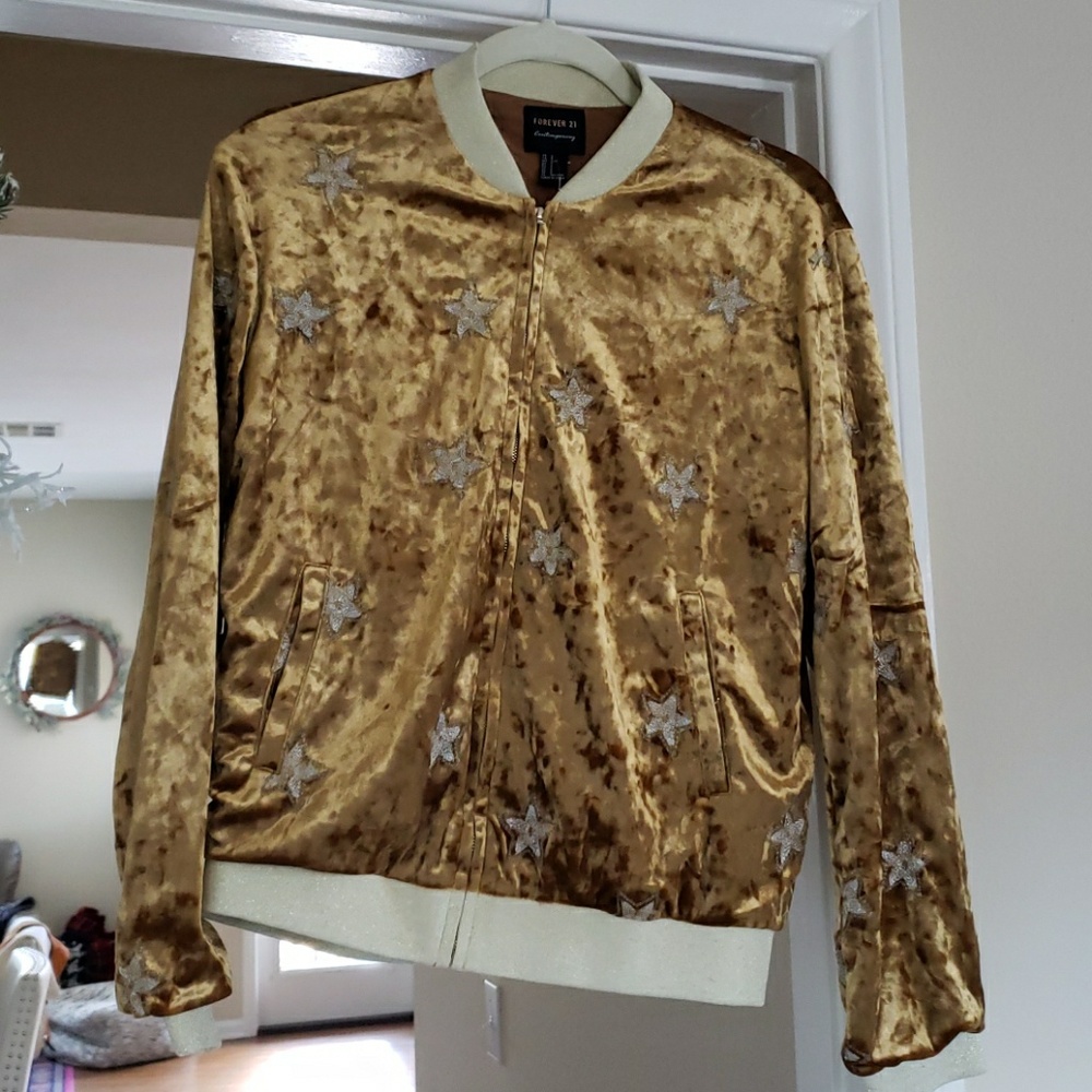 Forever 21 Star Velvet Yellow Jacket 😍